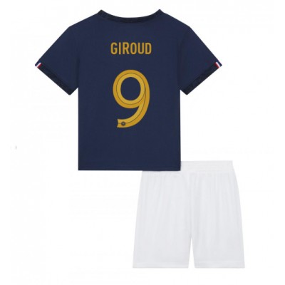 Camiseta Francia Olivier Giroud #9 Primera Equipación para niños Mundial 2022 manga corta (+ pantalones cortos)